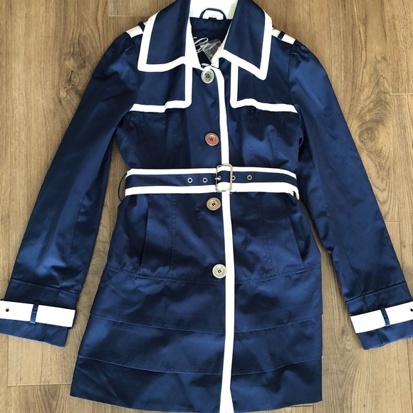 Guess Trench Coat Navy with white piping. - Picture 1 of 1